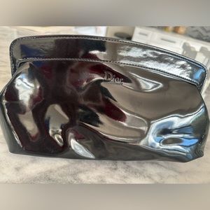 Dior Cosmetics black patent cosmetics bag